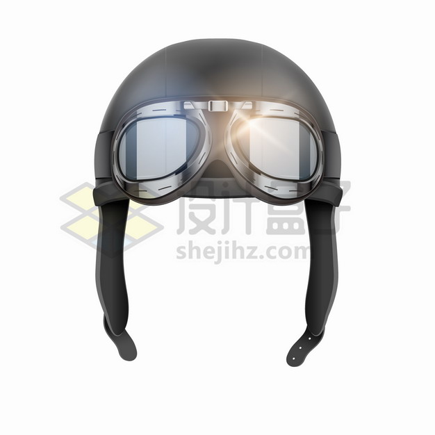 带护目镜的复古飞行员飞行帽飞行头盔png图片素材 交通运输-第1张