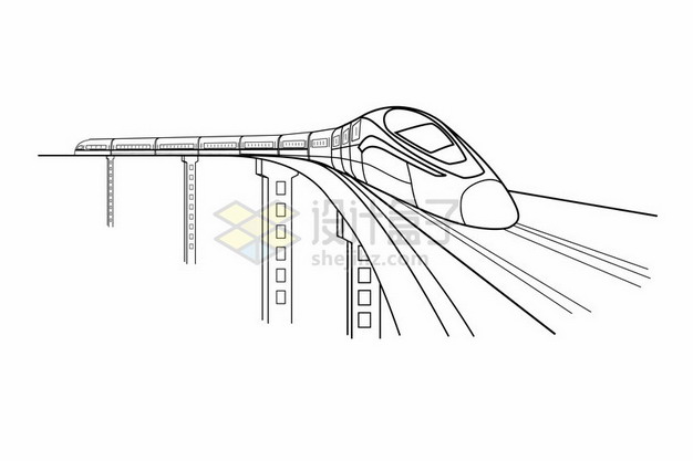 高铁列车线条插画182549png图片素材材质贴图ui设计表情包简笔画插画