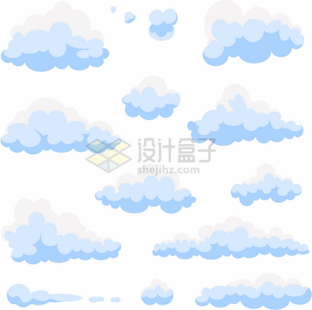 各种蓝白色的卡通云朵图案774298png图片素材 生物自然-第1张