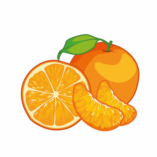 剥开的橘子彩绘插画621107png图片素材