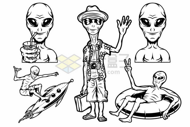 电影外星人保罗中的卡通外星人手绘插画537811png矢量图片素材 人物素材-第1张