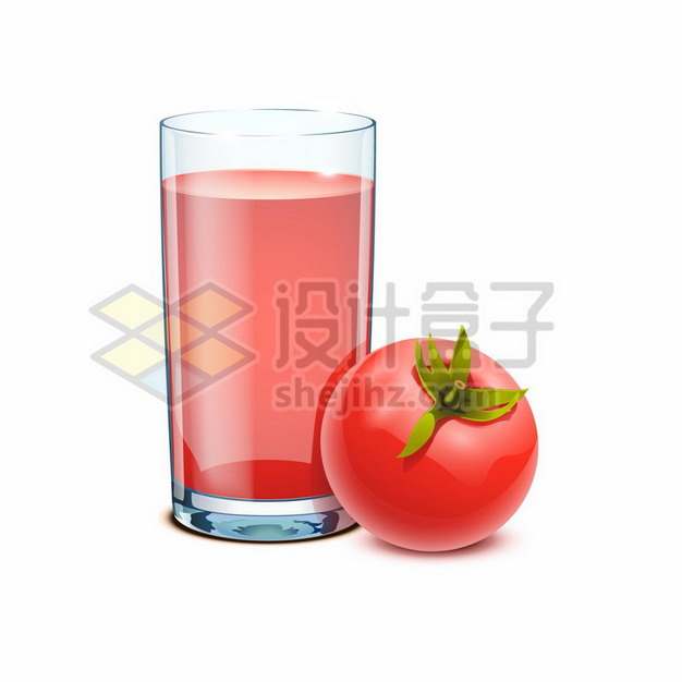 一颗西红柿和一杯番茄汁305403png图片素材