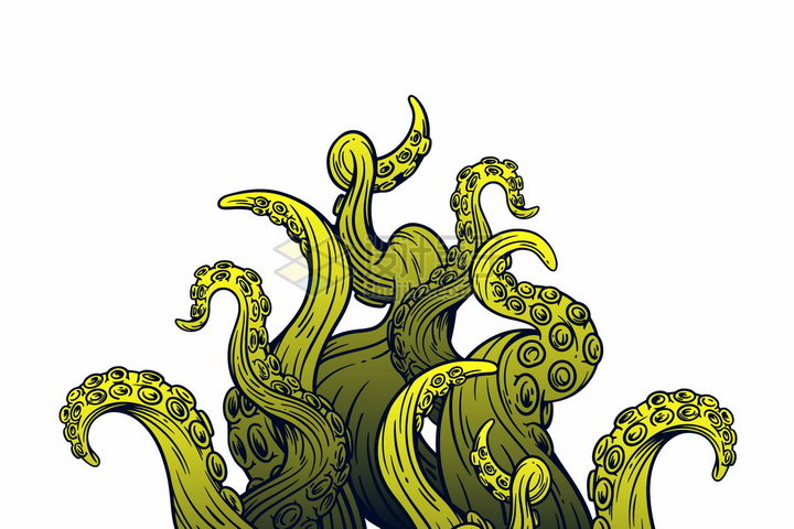漫画风格绿色的章鱼爪子png图片免抠矢量素材 生物自然-第1张