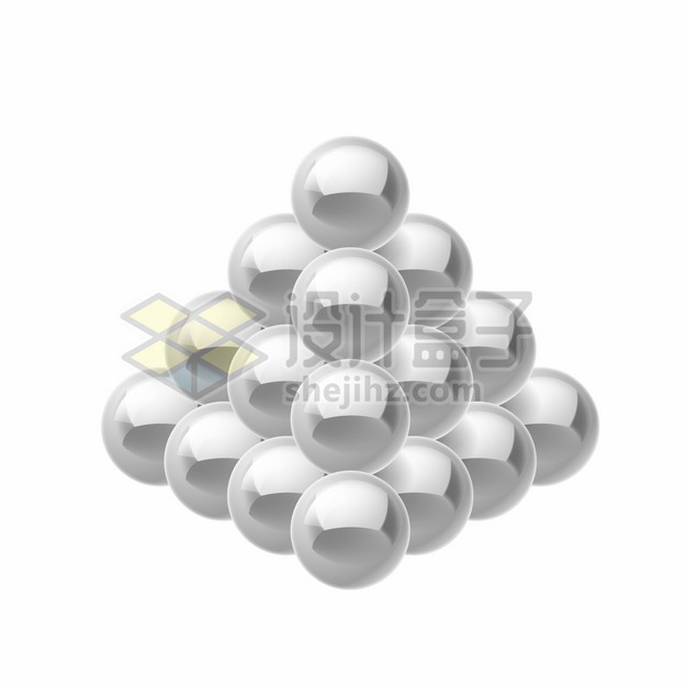 银灰色巴克球磁力球磁铁球组成的3D立方体金字塔形png图片素材 线条形状-第1张