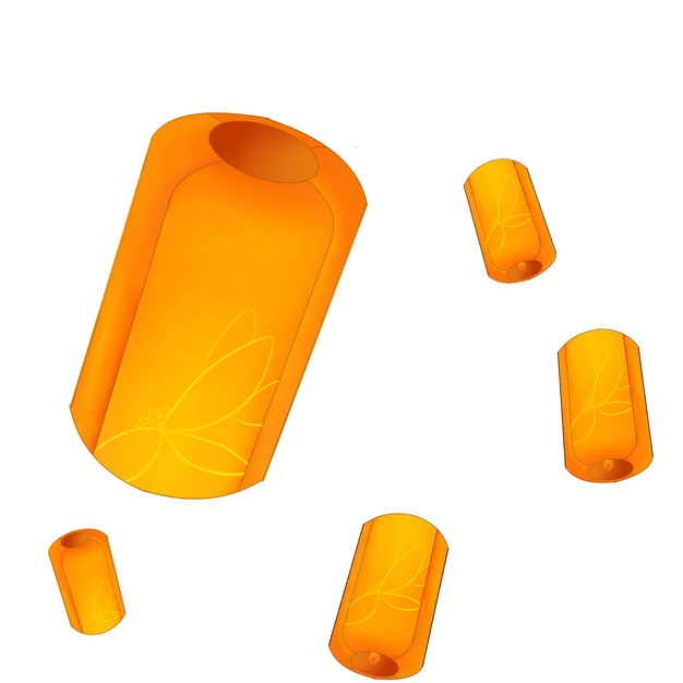 各种橙色的圆柱形孔明灯463648png图片素材 装饰素材-第1张