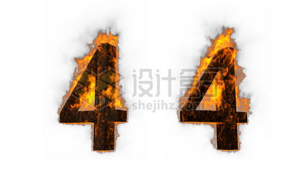 C4D风格燃烧着火焰的3D立体数字四4艺术字体986551psd/png图片素材 字体素材-第1张