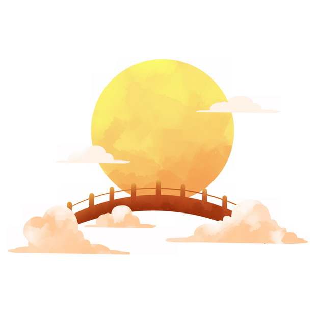 中国风中秋节黄色的月亮和拱桥718055png图片素材
