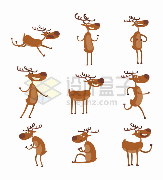 9款可爱的卡通驯鹿细胳膊细腿儿png图片素材 生物自然-第1张