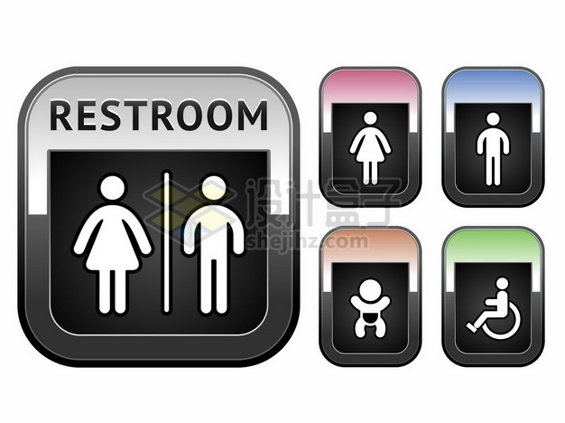 男厕所女厕所残疾人婴儿厕所标志126039png矢量图片素材 标志LOGO-第1张