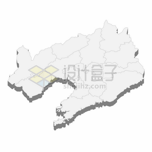辽宁省地图3D立体阴影行政划分地图847778png矢量图片素材 科学地理-第1张