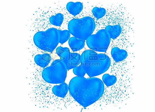 蓝色的心形气球聚合在一起211474png矢量图片素材