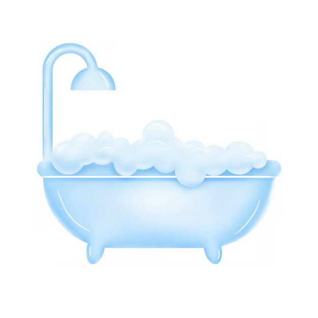 卡通淡蓝色的浴缸洗澡781818png图片素材 建筑装修-第1张
