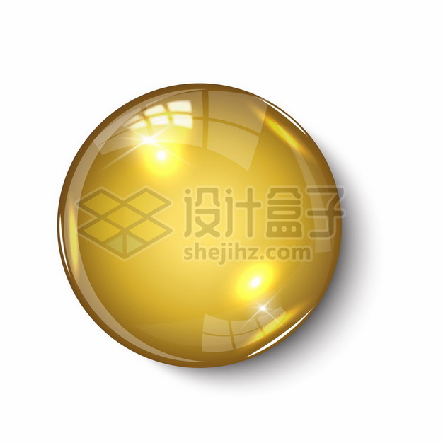 逼真的金色圆形水晶按钮803943png矢量图片素材 按钮元素-第1张