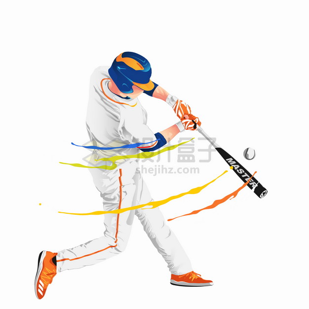 彩色气流棒球运动员击球png图片素材 人物素材-第1张