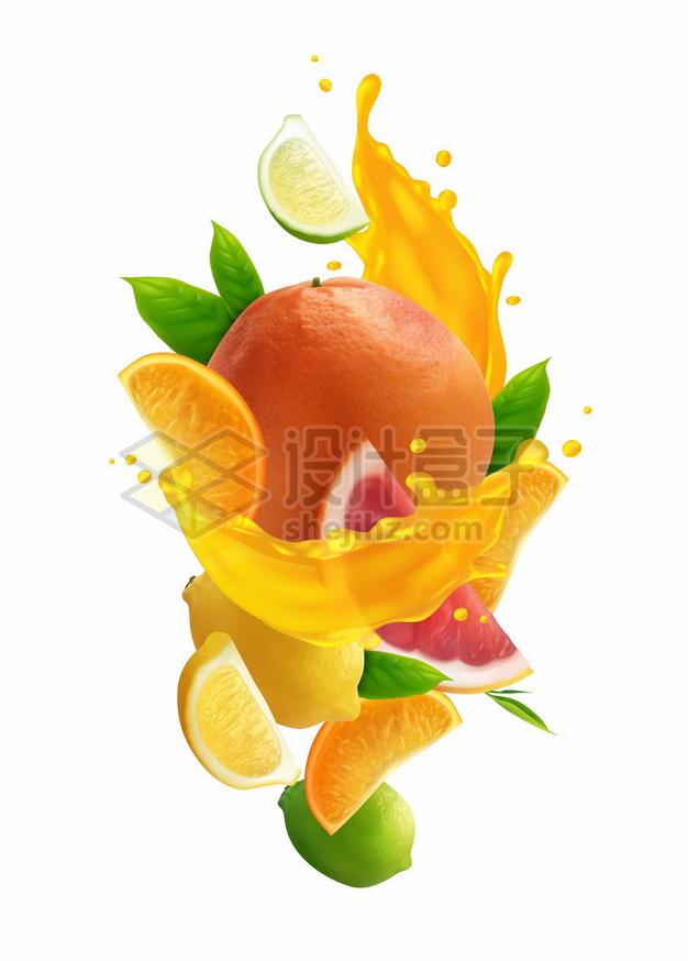 橙子柠檬和橙汁果汁185433png矢量图片素材 生活素材-第1张