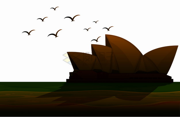 夕阳下的悉尼歌剧院剪影澳大利亚旅游png图片素材 建筑装修-第1张