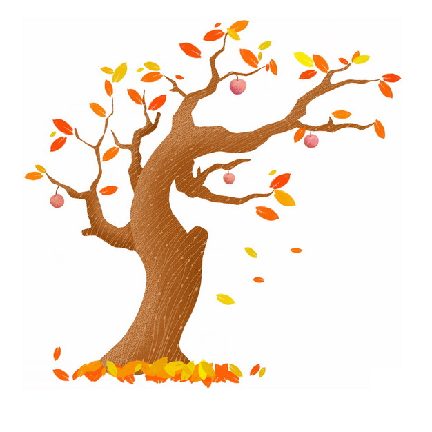 秋天叶子掉光的大树手绘插画832648png图片免抠素材 生物自然-第1张