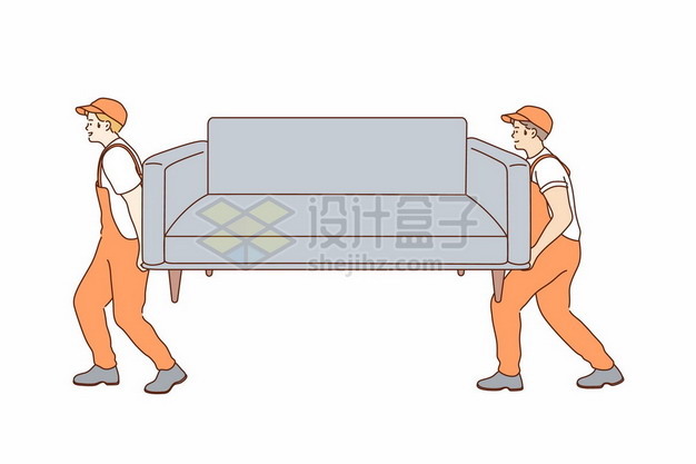两个搬运沙发的搬家公司服务人员手绘插画836056png矢量图片素材 交通运输-第1张