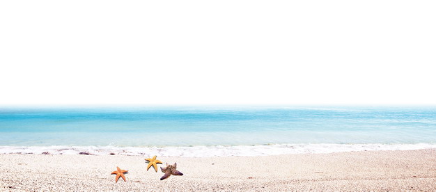 蓝色的大海和海滩沙滩上的海星旅游风景区760594png图片素材 生物自然-第1张