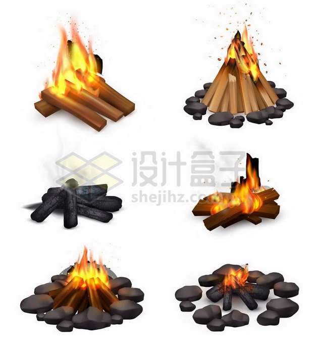 6款燃烧木头的篝火450748png矢量图片素材