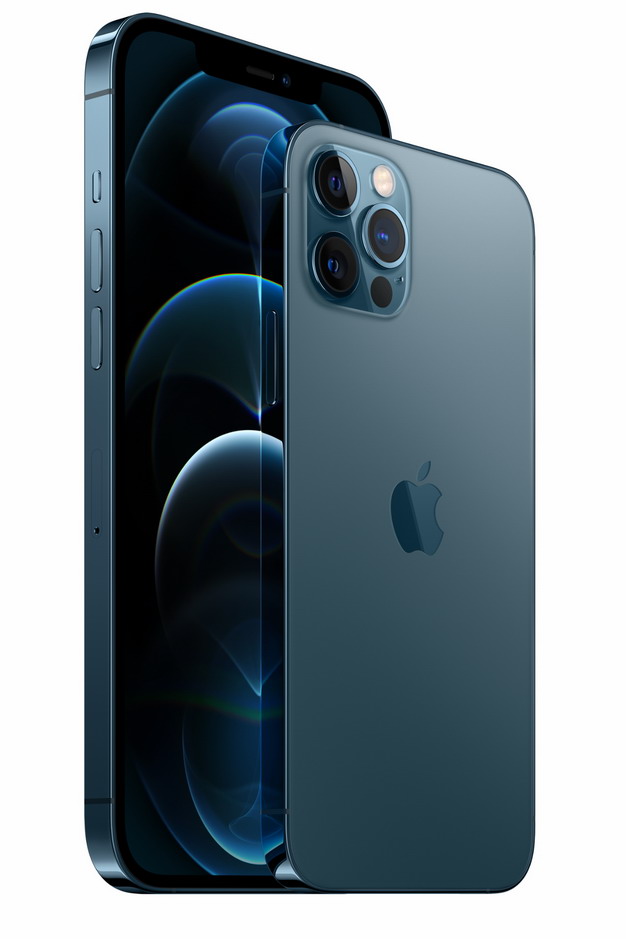 正面和背面的蓝色苹果iphone 12 Pro手机png免抠图片素材 设计盒子