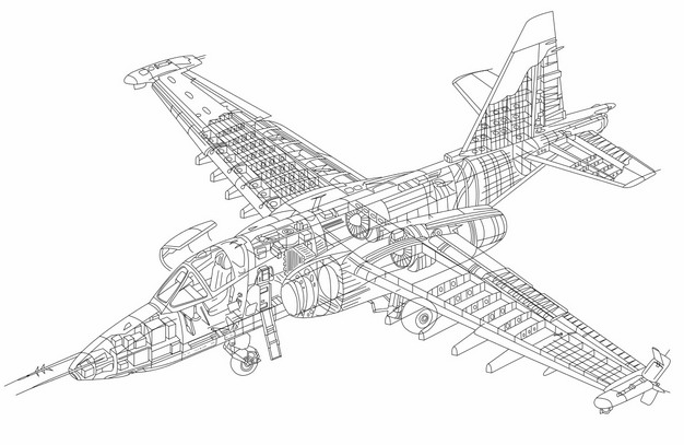 飞机解剖图手绘图片