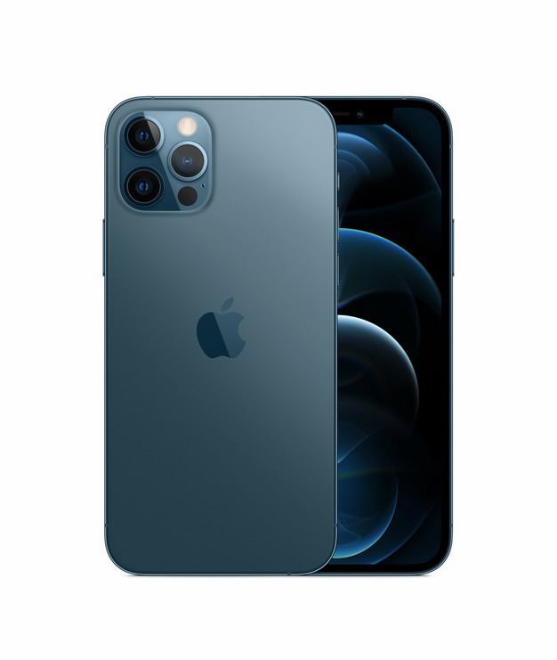 正面背面展示的蓝色苹果iphone 12 Pro手机png免抠图片素材 设计盒子