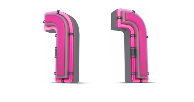 C4D风格粉红色3D立体数字一1艺术字体514510免抠图片素材 字体素材-第1张