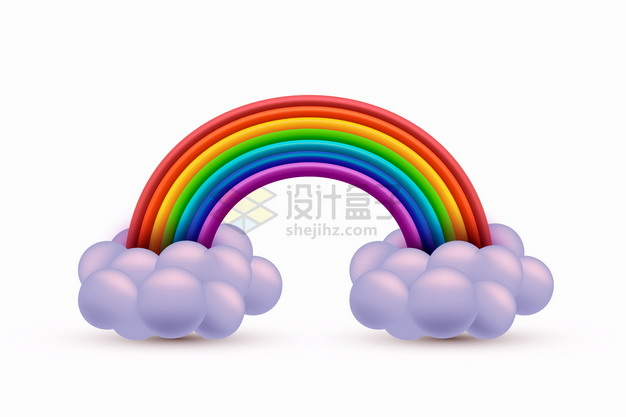 3D立体云朵和七彩虹6348955png图片素材 生物自然-第1张
