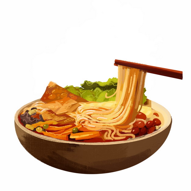 筷子叉起的面条手绘插画694522png图片素材