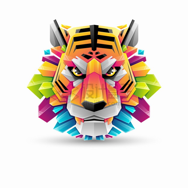 多彩色块组成的老虎logo设计png图片素材