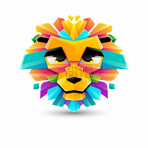 多彩色块组成的卡通狮子logo设计png图片素材 标志LOGO-第1张