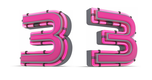 C4D风格粉红色3D立体数字三3艺术字体120021免抠图片素材 字体素材-第1张