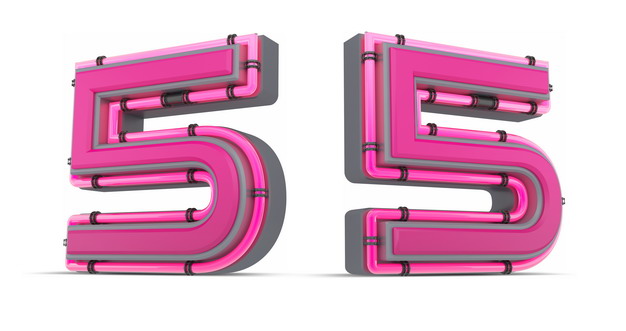 C4D风格粉红色3D立体数字五5艺术字体977965免抠图片素材 字体素材-第1张