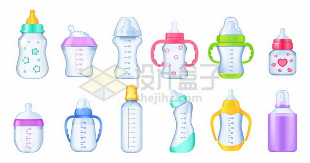 各种奶瓶宝宝喝水吸管杯婴儿学饮杯水壶等210519矢量图片免抠素材 生活素材-第1张