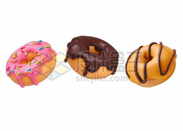三款甜甜圈美味面包781633图片免抠矢量素材 生活素材-第1张