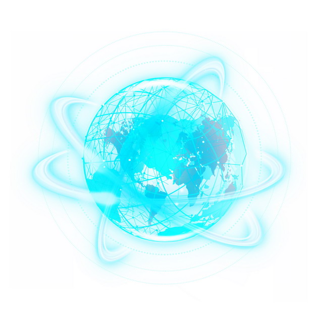科技风格发光的蓝色地球图案和光环光圈446658图片素材 科学地理-第1张
