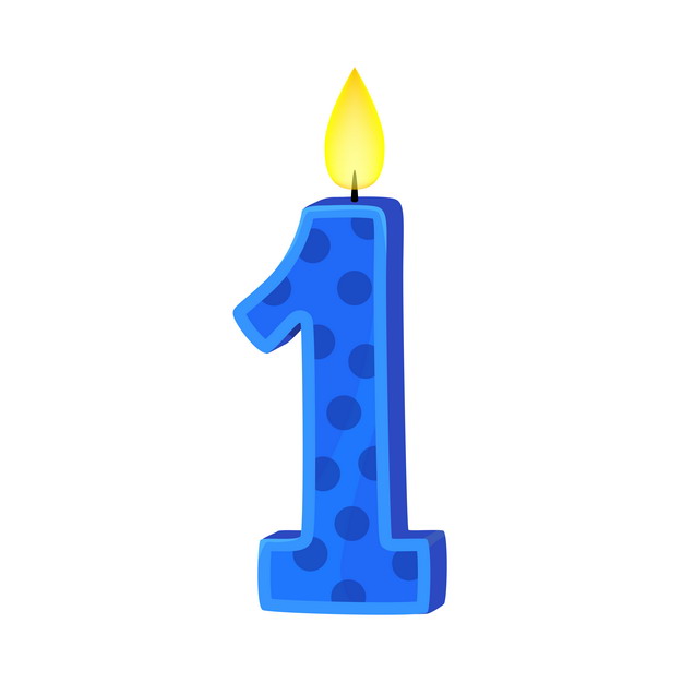一周岁生日快乐生日蜡烛数字蜡烛01免抠图片素材 设计盒子