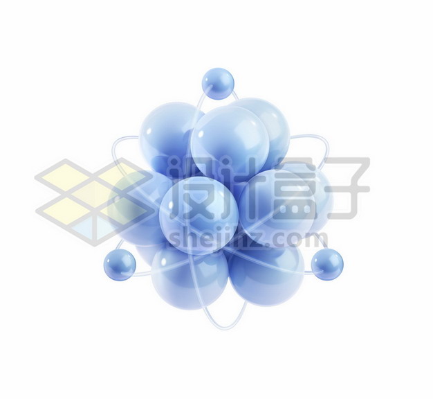 3d风格蓝色原子结构示意图图片免抠矢量素材 设计盒子
