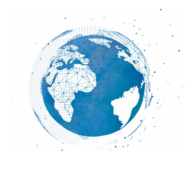 蓝色点线组成的科技风格地球和环绕的卫星轨迹373508图片素材 科学地理-第1张