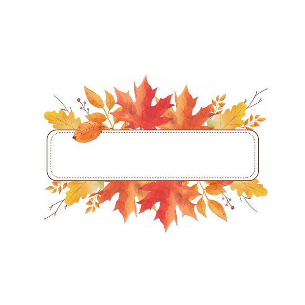 秋天里的各种枫叶红叶树叶枯叶组成的长方形标题框529273png图片素材 边框纹理-第1张