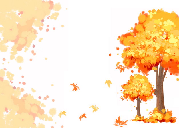 秋天里变红变黄的大树也飞舞的落叶210921png图片素材 生物自然-第1张