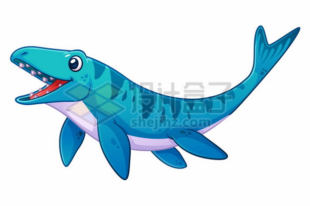 一只可爱的蓝色卡通海王龙沧龙海洋爬行动物灭绝恐龙147722图片免抠矢量素材 生物自然-第1张
