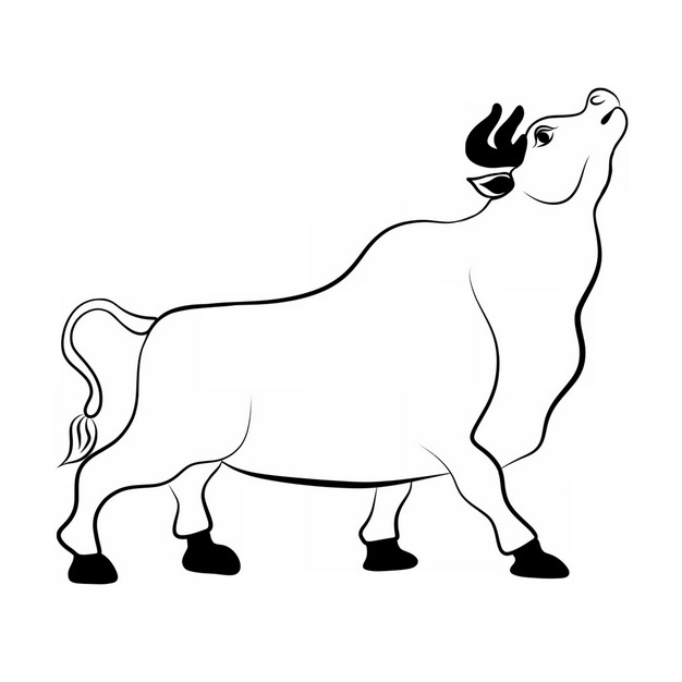 雄壮的公牛线条插画523055免抠图片素材