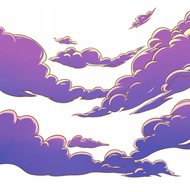 日式漫画风格的紫色云朵云彩767699图片素材 生物自然-第1张
