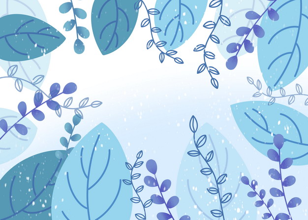 手绘风格树叶下雪冬天淡蓝色背景图片素材243509 背景-第1张
