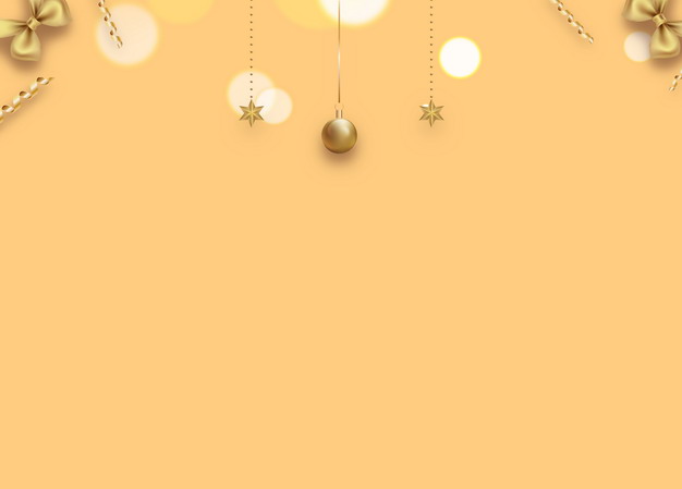金色圣诞球五角星圣诞节装饰黄色背景图片素材 设计盒子