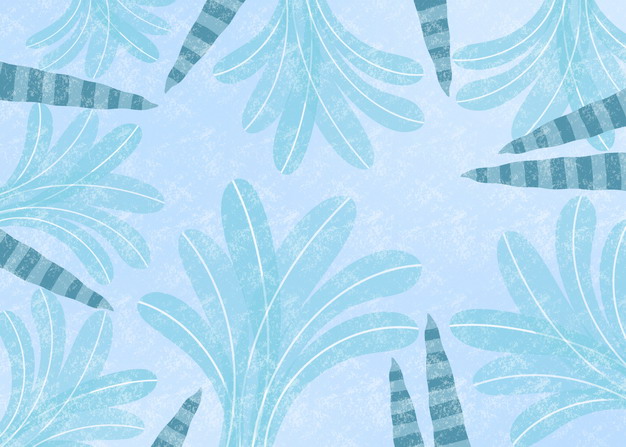 手绘风格树叶冬天淡蓝色背景图片素材219321 背景-第1张