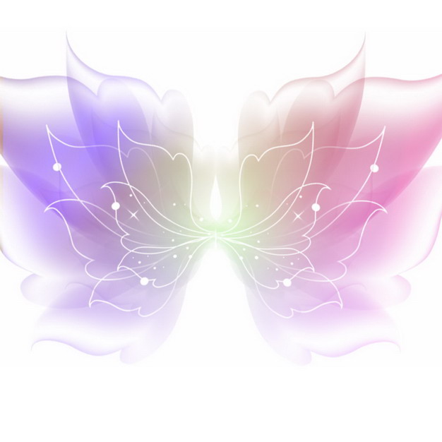 唯美风格的紫色粉色蝴蝶翅膀装饰209323png图片素材 装饰素材-第1张
