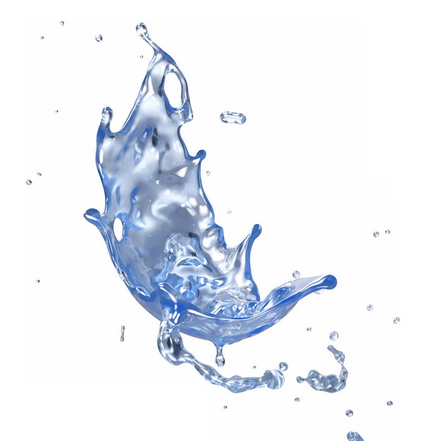 蓝色液体水花泼洒的水效果png图片素材 设计盒子